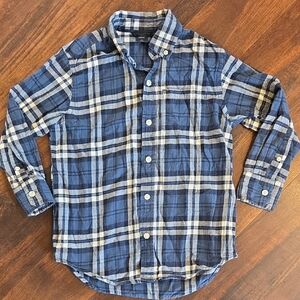 GAP Kids Navy and White Checkered Button-Up Shirt